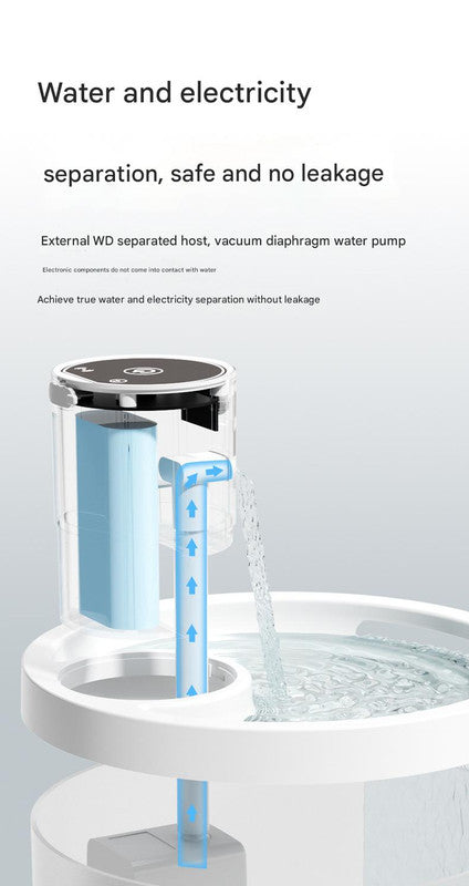 Black Wireless Automatic Pet Water Fountain - 2.2L Motion Sensor Dispenser